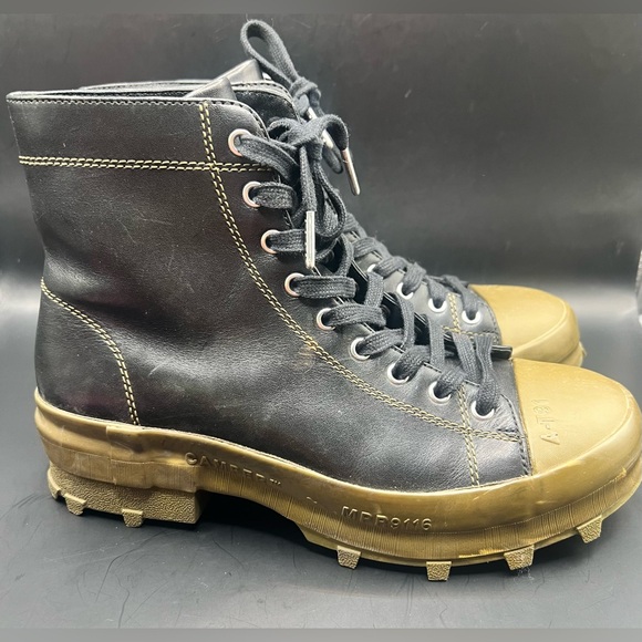 Camp Lab-Men's Black High-Top Boots with Brown Toe Size:41 Traktori